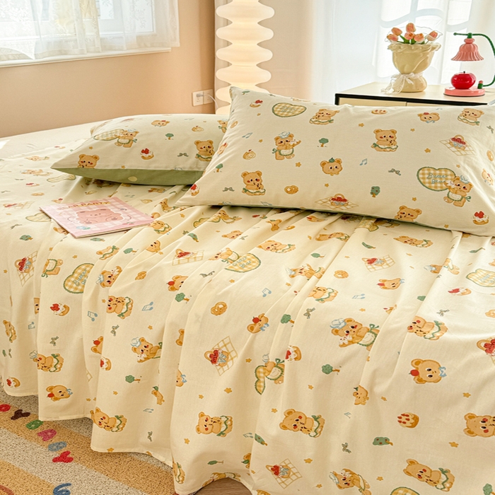 91家纺网 家纺一手货源 找家纺 呗旺鹿 2025新款全棉13372床单 围裙小熊