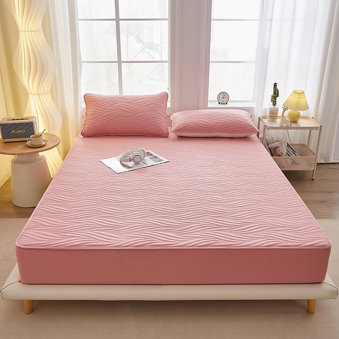 91家纺网 家纺一手货源 找家纺 盛眠 2025新款水洗棉夹棉床笠-云漾 云漾-豆沙