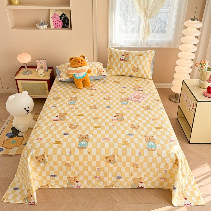 91家纺网 家纺一手货源 找家纺 呗旺鹿 2025新款全棉13372床单 曲奇小熊