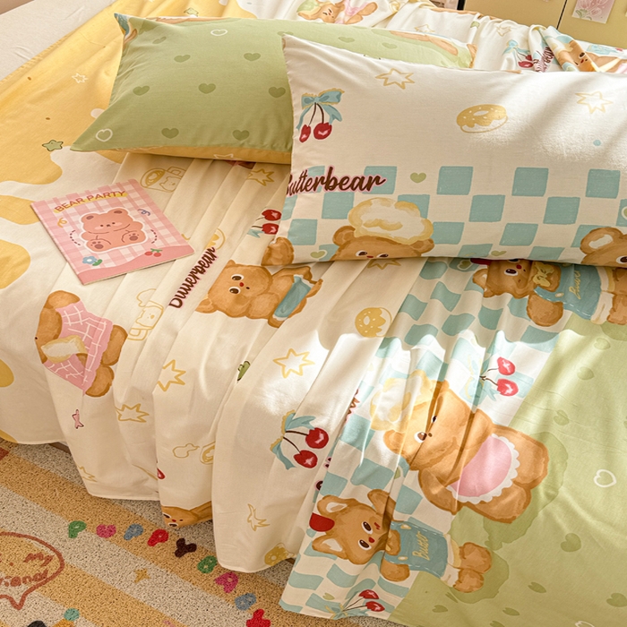 91家纺网 家纺一手货源 找家纺 呗旺鹿 2025新款全棉13372床单 奶油小熊