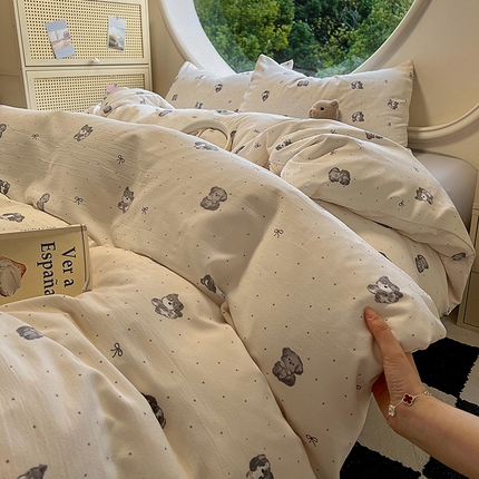 2025新款针织棉双层纱四件套 野趣