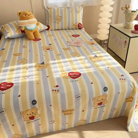 91家纺网 家纺一手货源 找家纺 呗旺鹿 2025新款全棉13372床单 吐司小熊