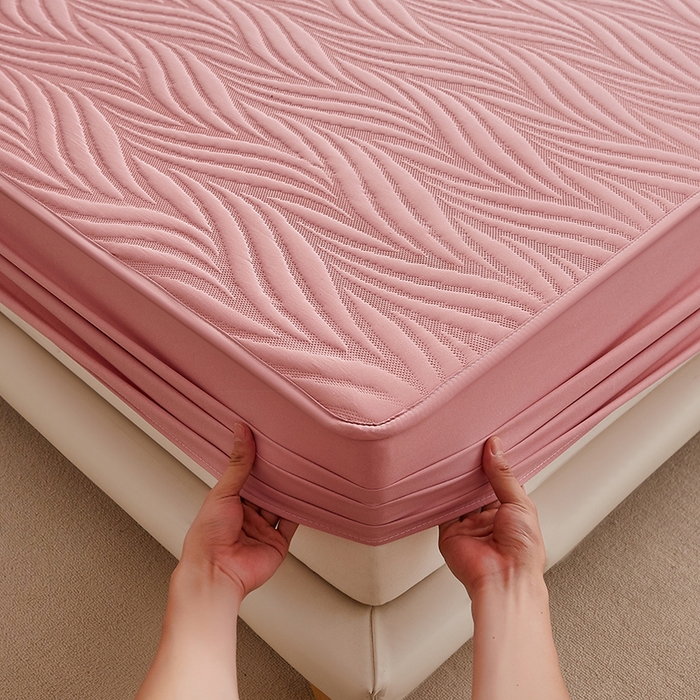 91家纺网 家纺一手货源 找家纺 盛眠 2025新款水洗棉夹棉床笠-云漾 云漾-豆沙