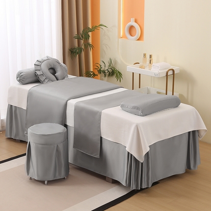 91家纺网 家纺一手货源 找家纺 （总）琪宝阁 2025新款纯色年华系列高精密仿真丝美 容床罩套件