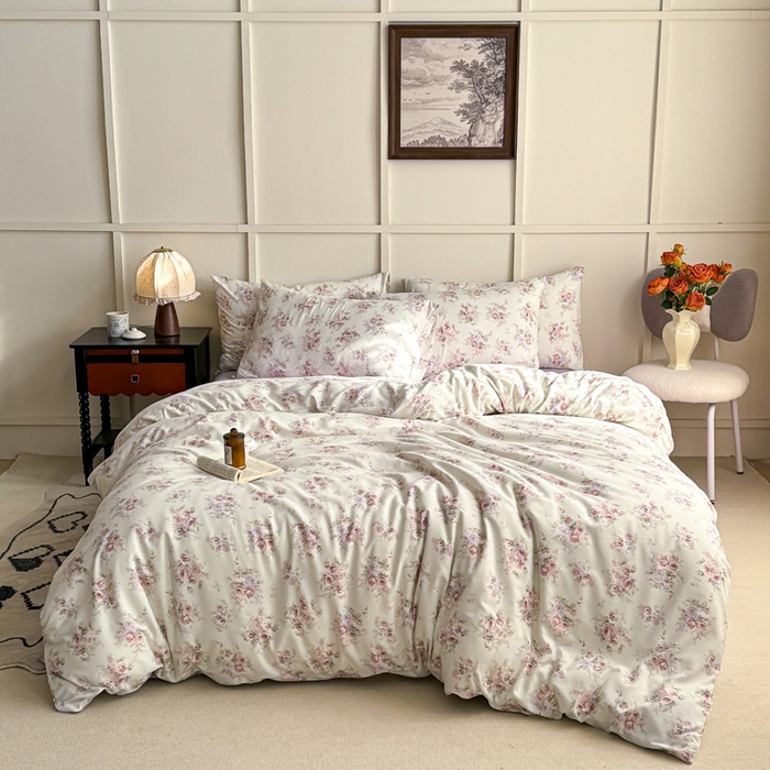 91家纺网 家纺一手货源 找家纺 梦莱斯 2025新款A类有氧针织棉双层纱系列四件套 思绪