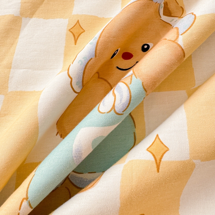 91家纺网 家纺一手货源 找家纺 呗旺鹿 2025新款全棉13372黄油小熊系列四件套 黄油小熊-曲奇