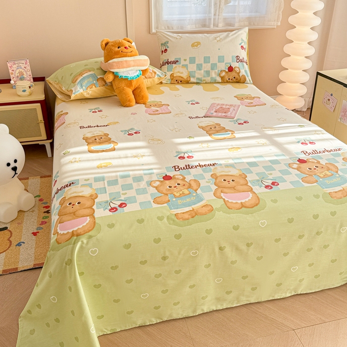 91家纺网 家纺一手货源 找家纺 呗旺鹿 2025新款全棉13372床单 奶油小熊