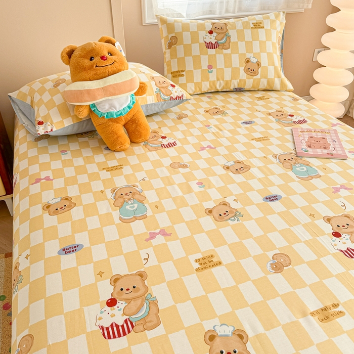 91家纺网 家纺一手货源 找家纺 呗旺鹿 2025新款全棉13372床单 曲奇小熊