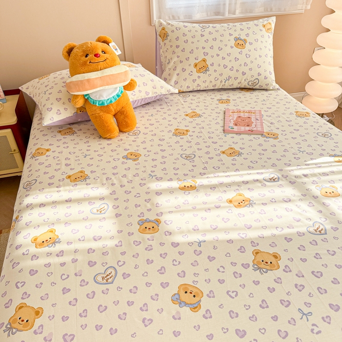 91家纺网 家纺一手货源 找家纺 呗旺鹿 2025新款全棉13372床单 豹纹小熊