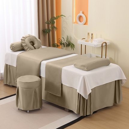 91家纺网 家纺一手货源 找家纺 （总）琪宝阁 2025新款纯色年华系列高精密仿真丝美 容床罩套件