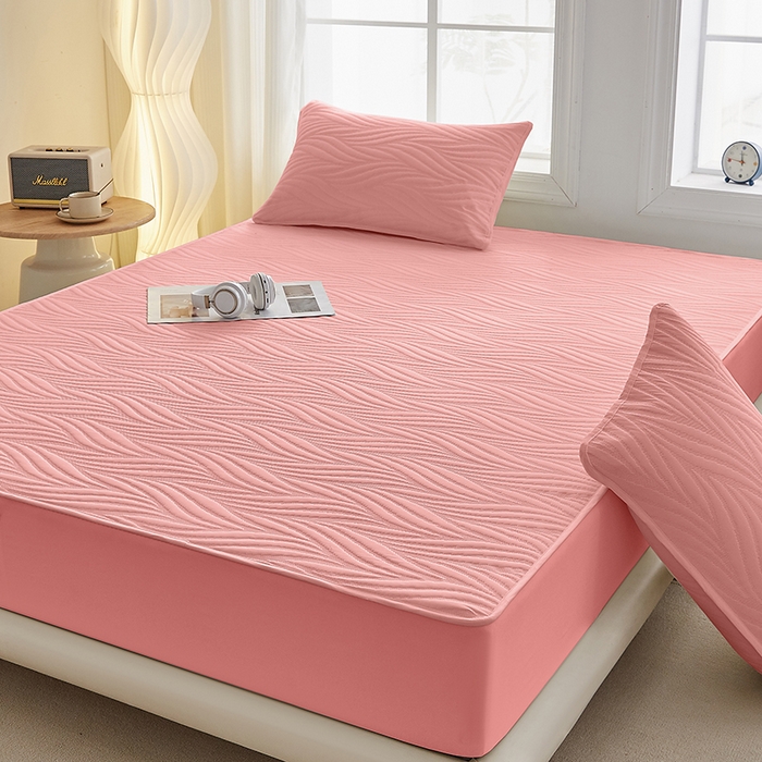 91家纺网 家纺一手货源 找家纺 盛眠 2025新款水洗棉夹棉床笠-云漾 云漾-豆沙