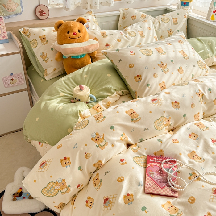 91家纺网 家纺一手货源 找家纺 呗旺鹿 2025新款全棉13372黄油小熊系列四件套 黄油小熊-围裙