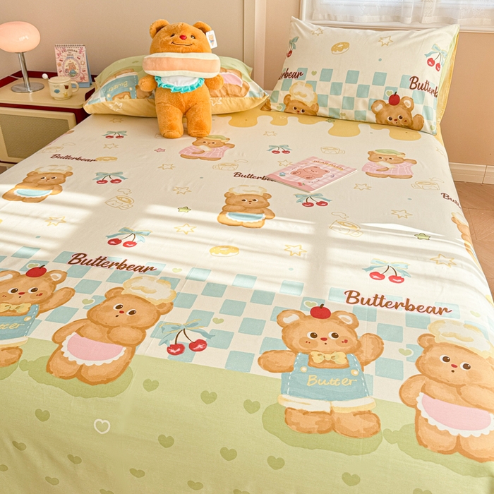 91家纺网 家纺一手货源 找家纺 呗旺鹿 2025新款全棉13372床单 奶油小熊