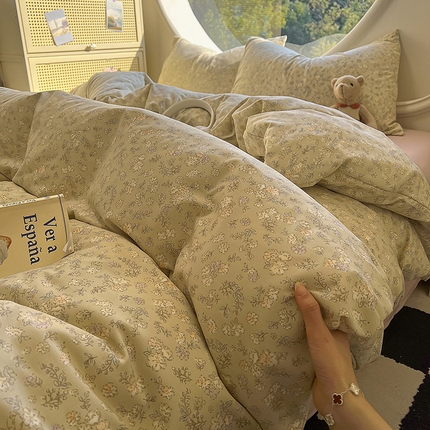 2025新款针织棉双层纱四件套 花菲花