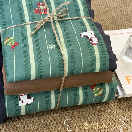 荣轩 2024新款全棉印花双层纱四件套 皱皱纱花边款 花边姜饼人