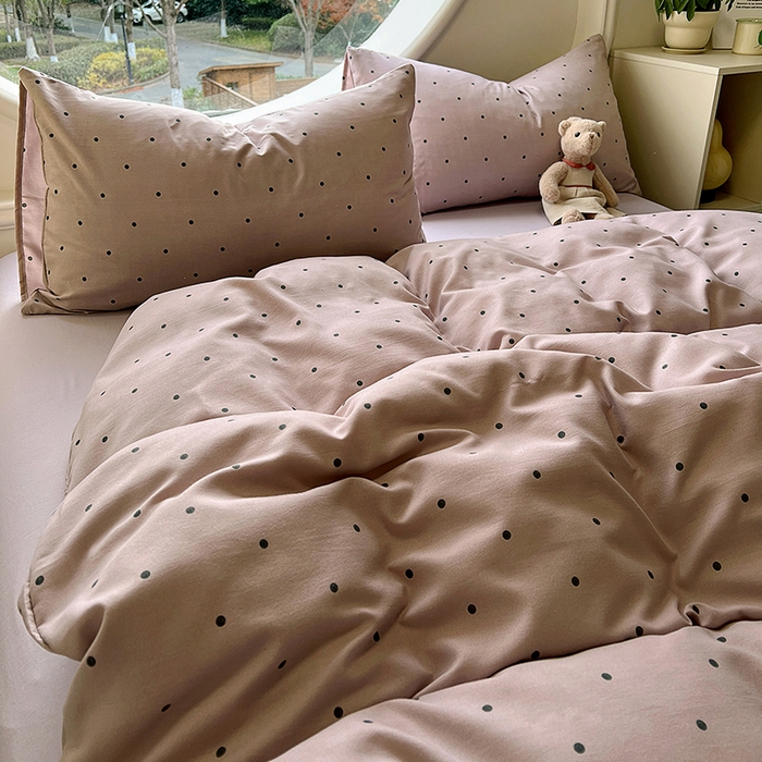 91家纺网 家纺一手货源 找家纺 2025新款针织棉双层纱四件套 豆蔻