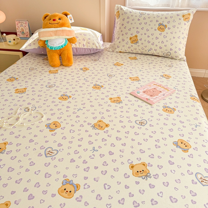 91家纺网 家纺一手货源 找家纺 呗旺鹿 2025新款全棉13372床笠 豹纹小熊