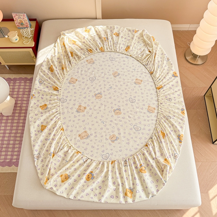 91家纺网 家纺一手货源 找家纺 呗旺鹿 2025新款全棉13372床笠 豹纹小熊