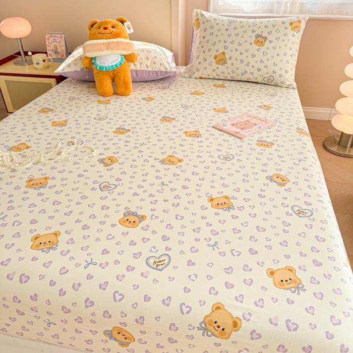 91家纺网 家纺一手货源 找家纺 呗旺鹿 2025新款全棉13372床笠 豹纹小熊