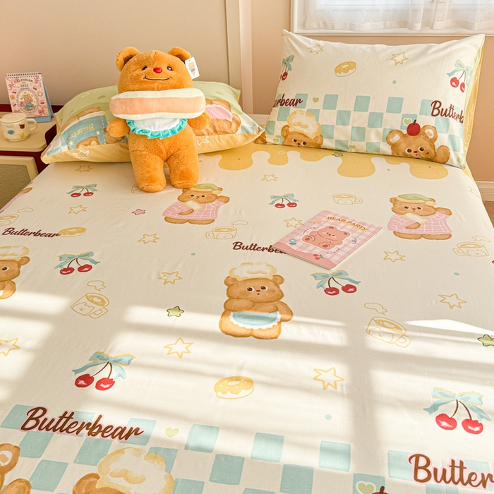 91家纺网 家纺一手货源 找家纺 呗旺鹿 2025新款全棉13372床单 奶油小熊