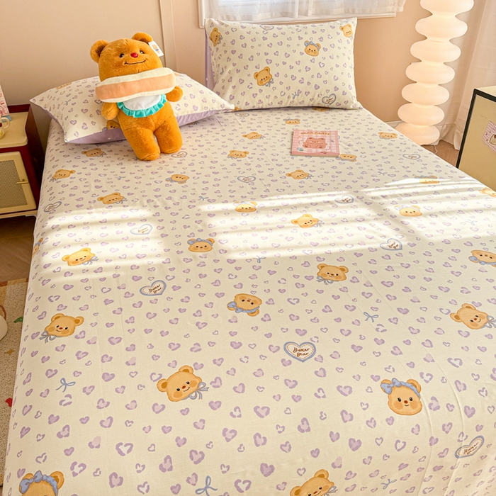 91家纺网 家纺一手货源 找家纺 呗旺鹿 2025新款全棉13372床单 豹纹小熊