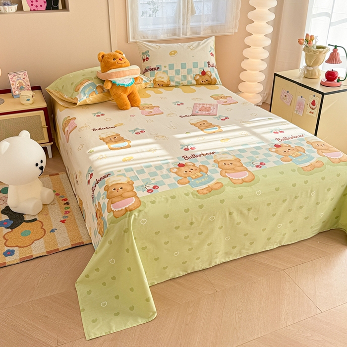 91家纺网 家纺一手货源 找家纺 呗旺鹿 2025新款全棉13372床单 奶油小熊