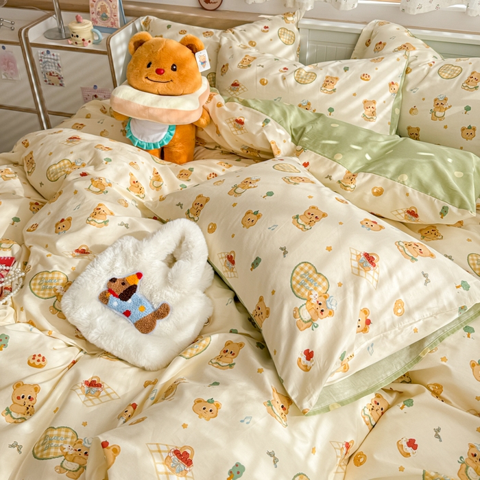 91家纺网 家纺一手货源 找家纺 呗旺鹿 2025新款全棉13372黄油小熊系列四件套 黄油小熊-围裙