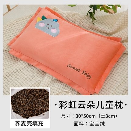 91家纺网 家纺一手货源 找家纺 （总）织布人 2025新款荞麦枕宝宝绒彩虹云朵儿童荞麦枕学生枕头+荞麦枕芯30*50cm