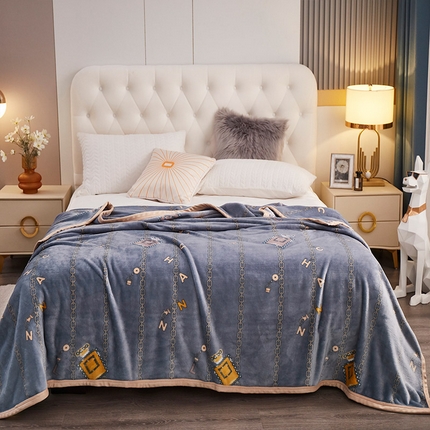 2025新款云貂绒清仓特价毛毯 香水味蓝