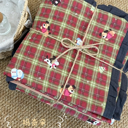 荣轩 2024新款全棉印花双层纱四件套 皱皱纱花边款 花边玛奇朵