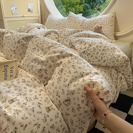 2025新款针织棉双层纱四件套 森林来信