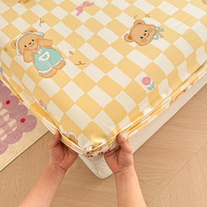 91家纺网 家纺一手货源 找家纺 呗旺鹿 2025新款全棉13372床笠 曲奇小熊