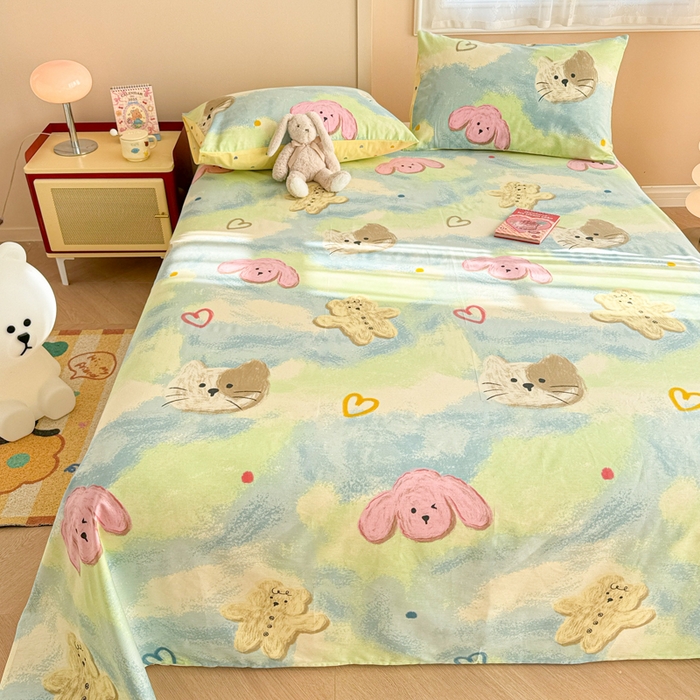 91家纺网 家纺一手货源 找家纺 呗旺鹿 2025新款全棉13372床单 油画慕斯猫