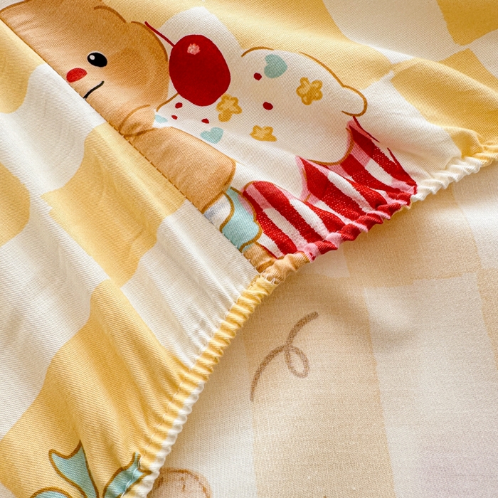 91家纺网 家纺一手货源 找家纺 呗旺鹿 2025新款全棉13372床笠 曲奇小熊