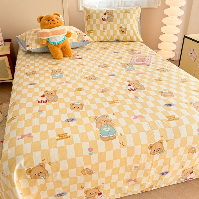 91家纺网 家纺一手货源 找家纺 呗旺鹿 2025新款全棉13372床单 曲奇小熊