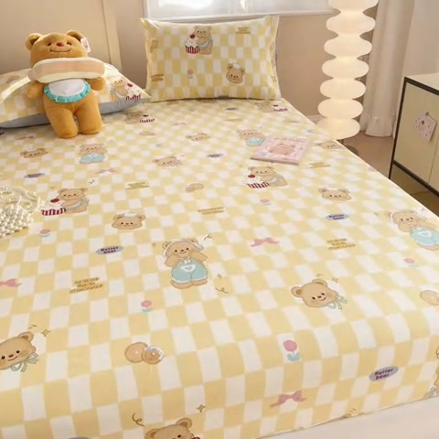 91家纺网 家纺一手货源 找家纺 呗旺鹿 2025新款全棉13372床笠 曲奇小熊