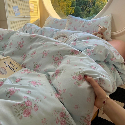 2025新款针织棉双层纱四件套 悦夏