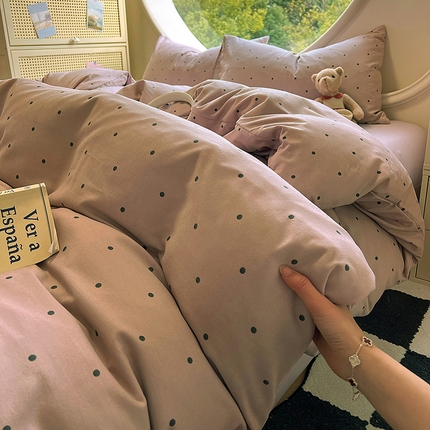 2025新款针织棉双层纱四件套 豆蔻