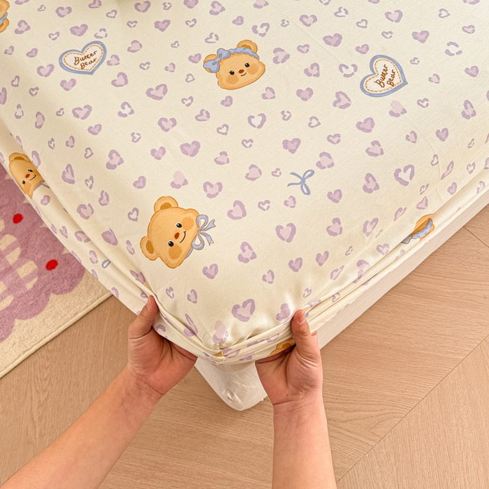 91家纺网 家纺一手货源 找家纺 呗旺鹿 2025新款全棉13372床笠 豹纹小熊