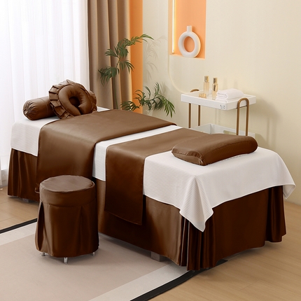 91家纺网 家纺一手货源 找家纺 （总）琪宝阁 2025新款纯色年华系列高精密仿真丝美 容床罩套件