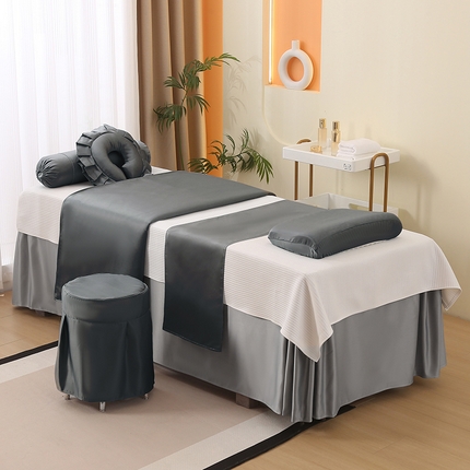 91家纺网 家纺一手货源 找家纺 （总）琪宝阁 2025新款纯色年华系列高精密仿真丝美 容床罩套件