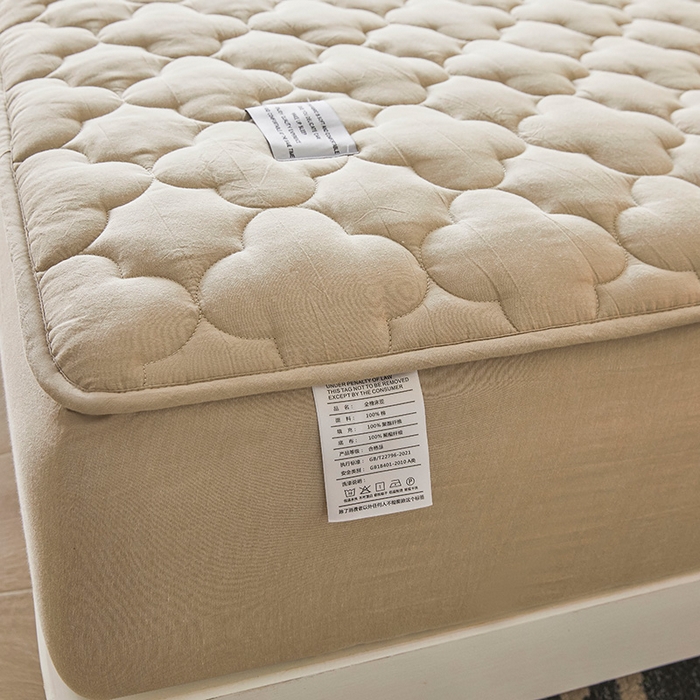 91家纺网 家纺一手货源 找家纺 3C 2025新款全棉水洗棉夹棉床笠-梦屿系列 梦屿 清新灰