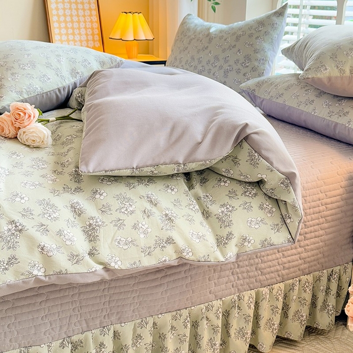 91家纺网 家纺一手货源 找家纺 韩约家纺 2025新款简约款1针织双层纱床盖四件套 婉君（简约款）