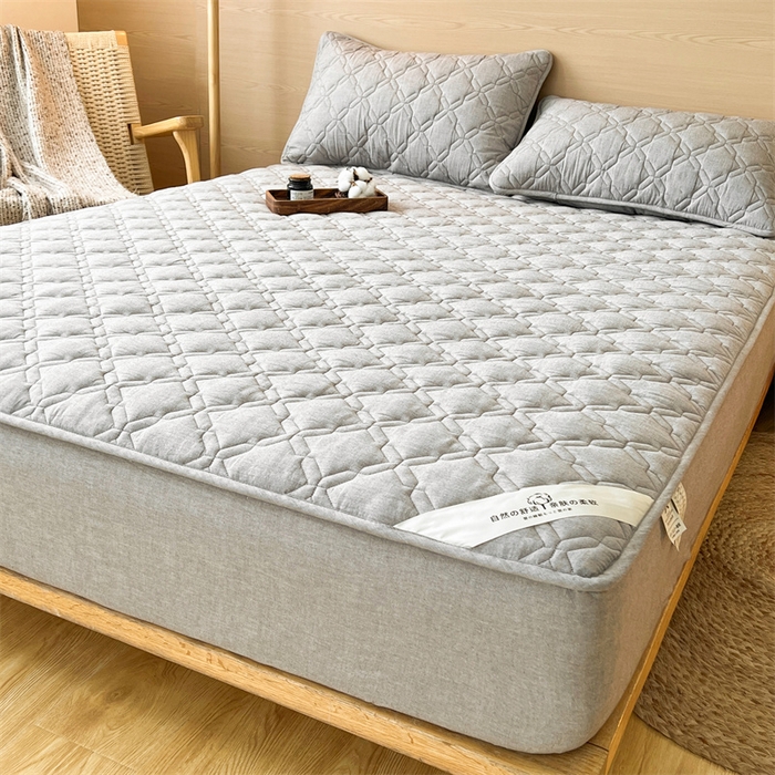 91家纺网 家纺一手货源 找家纺 3C 2024新款A类全棉抗菌防水床笠 全棉防水-冰山灰