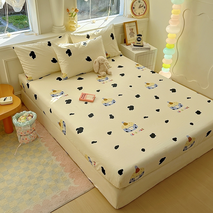 91家纺网 家纺一手货源 找家纺 希诺家居 2025新款全棉纯棉卡通小清新床笠 奶油蛋糕