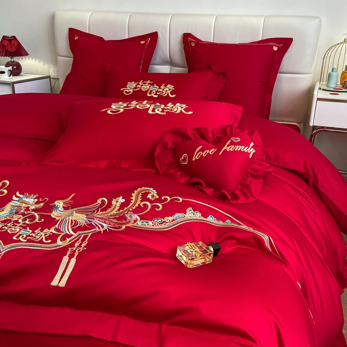 91家纺网 家纺一手货源 找家纺 东方合美（原：皇家传奇） 2023新款小红书风格热款40S婚庆系列 喜乐龙凤