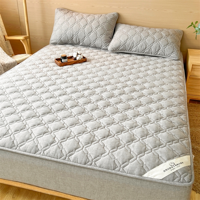 91家纺网 家纺一手货源 找家纺 3C 2024新款A类全棉抗菌防水床笠 全棉防水-冰山灰