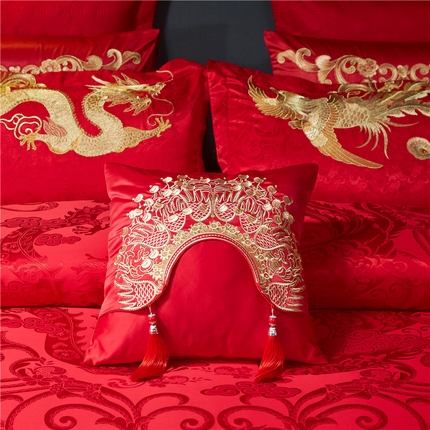 91家纺网 家纺一手货源 找家纺 （总）2023新款100s贡缎提花婚庆多件套系列