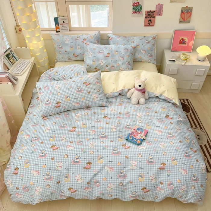 91家纺网 家纺一手货源 找家纺 2025新款全棉卡通小清新系列四件套 可爱贝贝