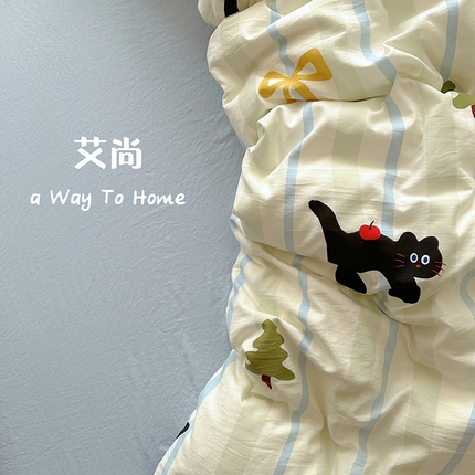 91家纺网 家纺一手货源 找家纺 （总）阿曼达 2024新款ins博主风亲肤柔软印花卡通水洗m四件套（专版花型）